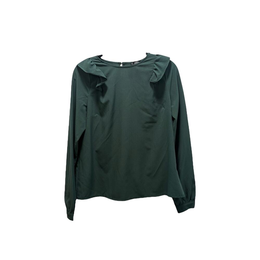SHEIN Green Blouse Open Back Long Sleeve Elastic Top Blouse Women's Size M (289)